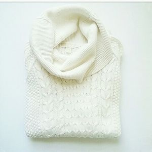 MICHAEL Michael Kors Sweaters - Michael Kors Cream Cableknit Cowlneck Sweater MICHAEL Michael Kors Sweaters - Michael Kors Cream Cableknit Cowlneck Sweater